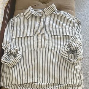 Max Studio Men's Shirt with Black and White Stripes